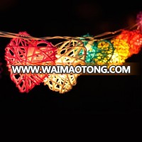 3.4 - 4 meters Handmade Multicolor Heart Design Rattan Balls String Lights For Decorative Holiday, Party, Wedding, Christmas